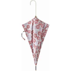 宮嶋 長傘 60cm ジャンプ スリム耐風骨 ストライプフラワー レッド