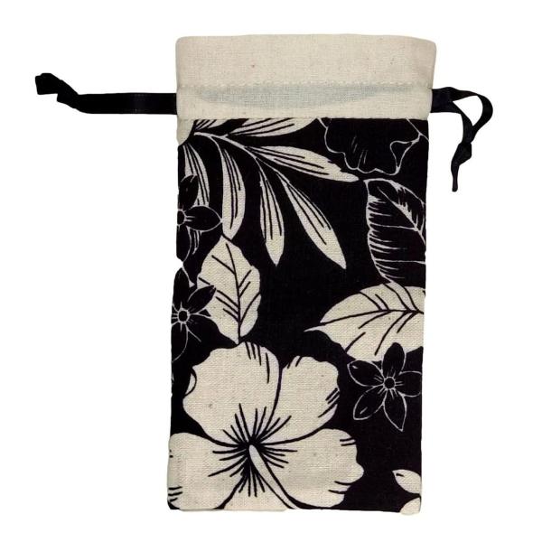 【A】印鑑ケース 印鑑収納袋 印鑑入れ 黒×白 ハイビスカス 印鑑袋 ハンコケース かわいい 可愛い...
