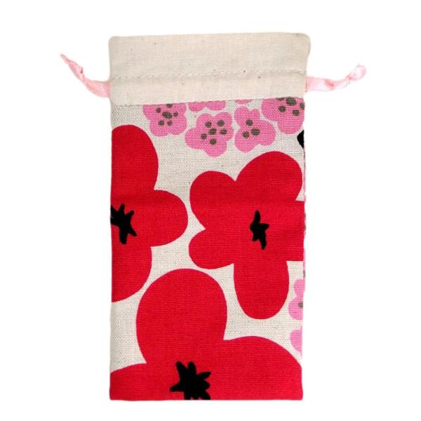 【B】印鑑ケース 印鑑収納袋 印鑑入れ 赤×白×ピンク 花 印鑑袋 ハンコケース かわいい 可愛い ...