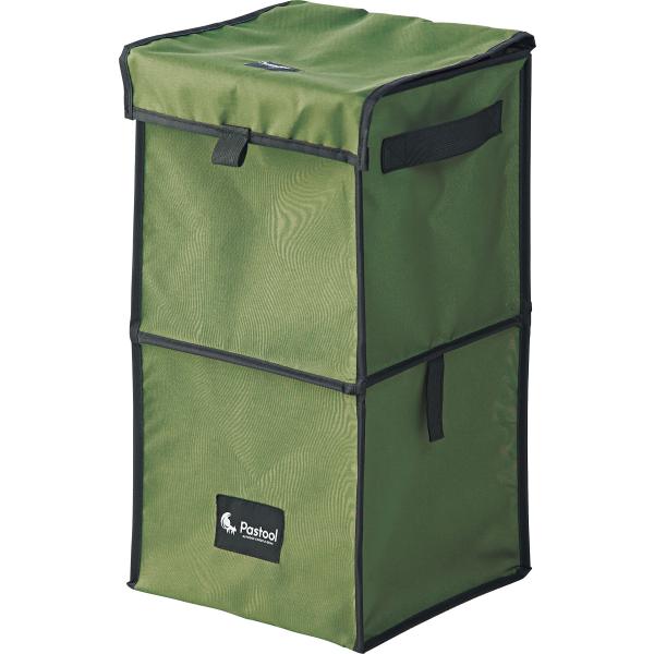 pastool 薄くたためるダストボックス サイズ2段階 袋固定可能 オリーブ 高さ62cm