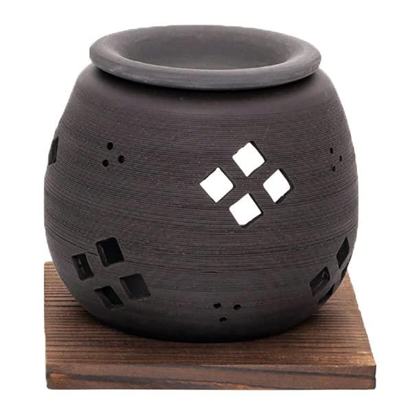 常滑焼 茶香炉 4-578 石龍 黒菱模様茶香炉 香炉 アロマ 茶葉 日本製 箱入り T2109 黒...