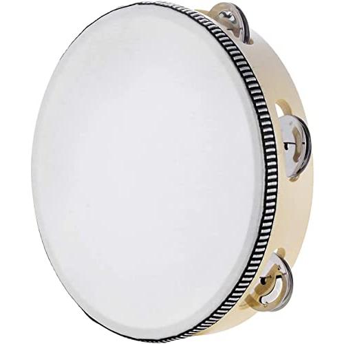 タンバリン 皮付き 楽器 ２０cm 8インチ 皮 子供用 幼児 キッズ 打楽器 子供 演奏 音楽 学...