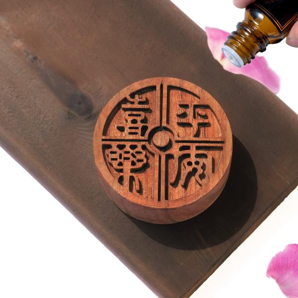 Oaec アロマストーン 木製 アロマディッシュ 缶入り 黒胡桃 直径50mm x 高さ20mm 車...