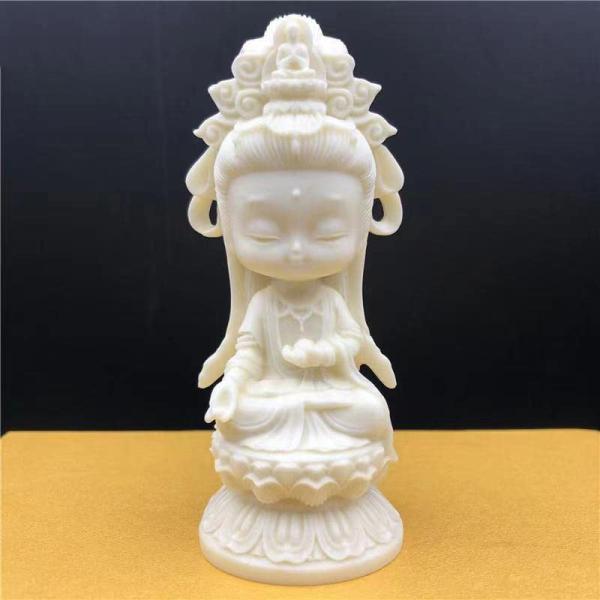 仏像 ミニ 可愛い 観音菩薩像 11cm 手彫り仏像 観音様 仏教美術品 守り本尊 仏様 置物 祈る...