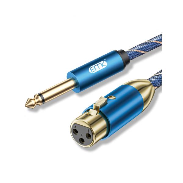 xlr ケーブル EMK マイクケーブル 6.35mm TS XLR(メス)ケーブル 高耐久ナイロン...