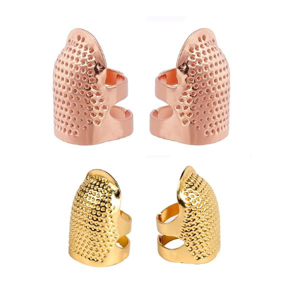 サムコス 指ぬき 手芸裁縫指ぬき 指プロテクター 裁縫道具 4個入 調整可能な指金属シールド 滑り止...