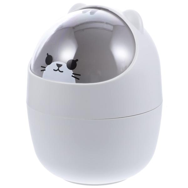 VORCOOL プラ製の丸型ふた付きミニデスクトップゴミ箱 大容量振って開ける機能付き キッチンや寝...