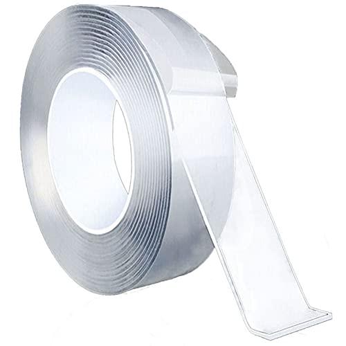 両面テープ 繰り返し はがせる 魔法テープ 超強力 のり残らず ナノテープ 透明 粘着テープ 洗濯可...