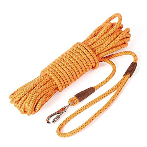 大型犬用 ロングリード 15m オレンジ 丸ロープ 肩掛け 軽量 絡まりにくい 伸縮性 トレーニング...