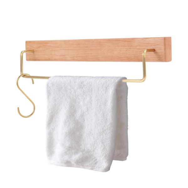 Sakulaya タオル掛け タオルバー タオルハンガー 天然木 取付簡単 浴室 キッチンお風呂 洗...
