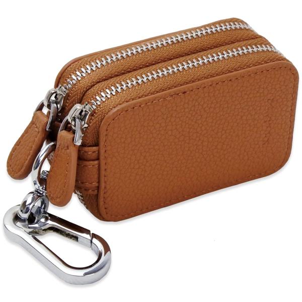 piche キーケース スマートキー対応 レディース 2個収納 革 窓付き (キャメル)