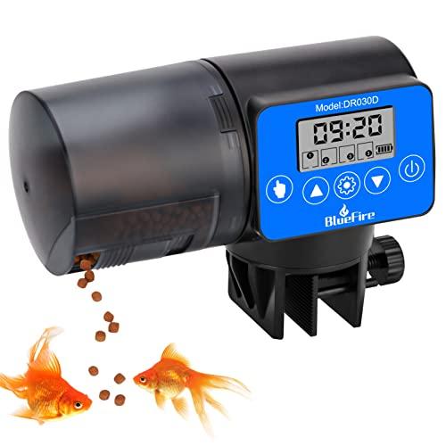 BlueFire 自動給餌器 魚 餌やり器 360°回転 定時 オートフィーダー 魚 熱帯魚 金魚 ...