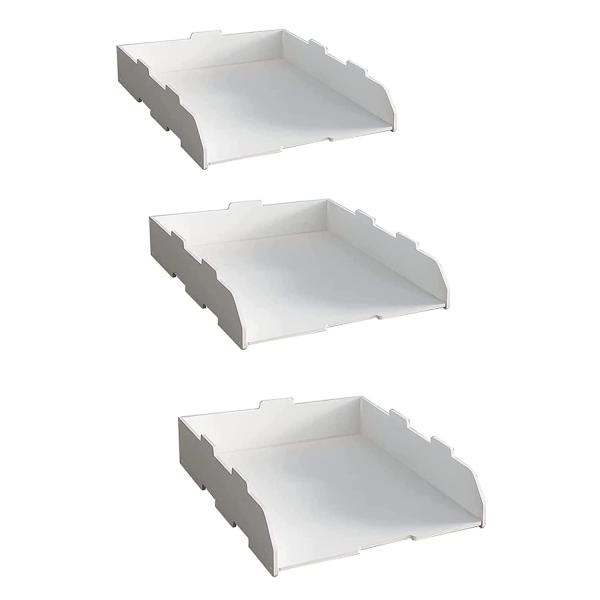 A3レターケース デスクトレー 書類ケース 書類ラック 卓上 白 横型/縦型 ３段式 積み重ね 頑丈...