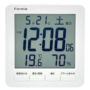 Formia(フォルミア) 電波時計 目覚まし時計 見やすい 大画面 温度 湿度 日付 デジタル 保土ヶ谷電子販売 ホワイト HT-024RC｜goodzero