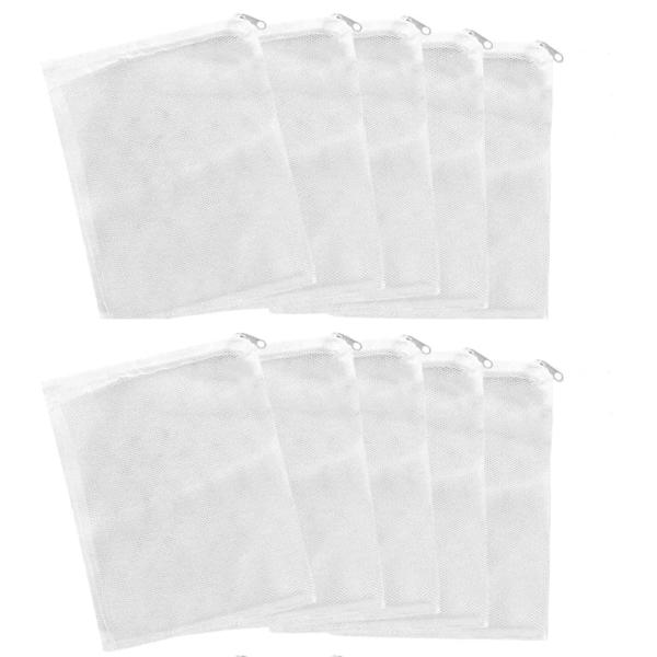 フィルターバッグ 水槽 魚槽 フィルターネット ジッパー付き 多用途収納ネット 再利用可能 10枚入...