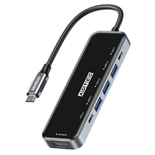 アドテック 6-in-1 USB-C HUB ドッキングステーション PD100W パススルー対応 ...