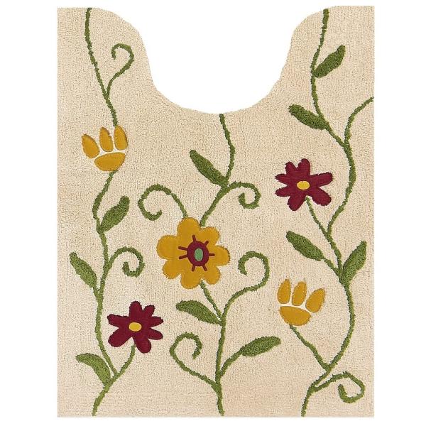 sybilla フラワーガーデン ロング トイレマット 約80×60cm ベージュ 36317