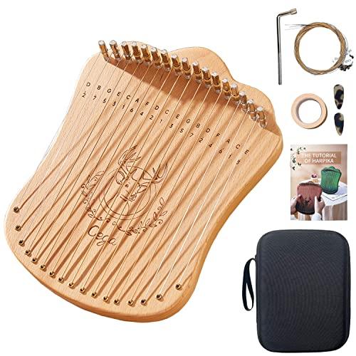 Bonrina 17弦 木製 親指ピアノ メタルストリン 指弾きの弦楽器 ミニライアーハープ ブナ材...