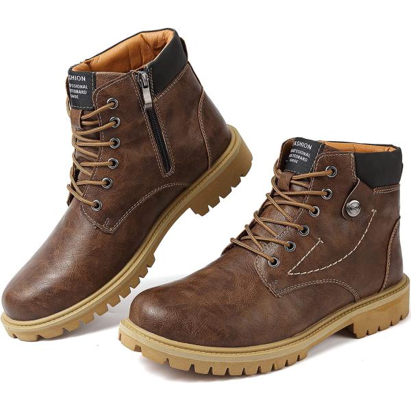 [Maxome] ブーツ メンズ サイドジッパー ハイカット ブーツ 男性 秋 冬用 厚底 ブーツ ...