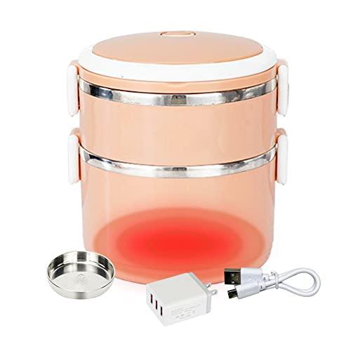 Aseech 電熱弁当箱 保温弁当箱 2段式電気加熱式弁当箱 USB加熱 車載用＆通勤用 保温ランチ...