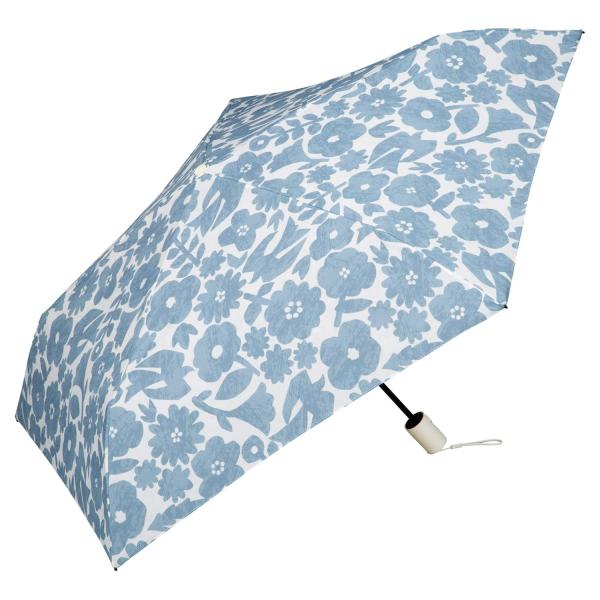 Wpc. 自動開閉 雨傘 折りたたみ傘 タイニーオートマティックアンブレラ 花と鳥 ブルー レディー...