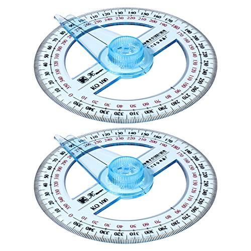 Toyvian 全円分度器 分度器 360度 アクリル分度器 数学分度器 目盛り 角度測定ツール 製...