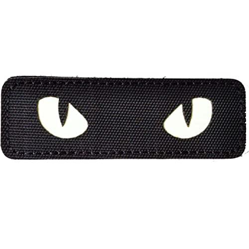 蓄光 cats eye 猫 目 ベロクロ ワッペン (黒)