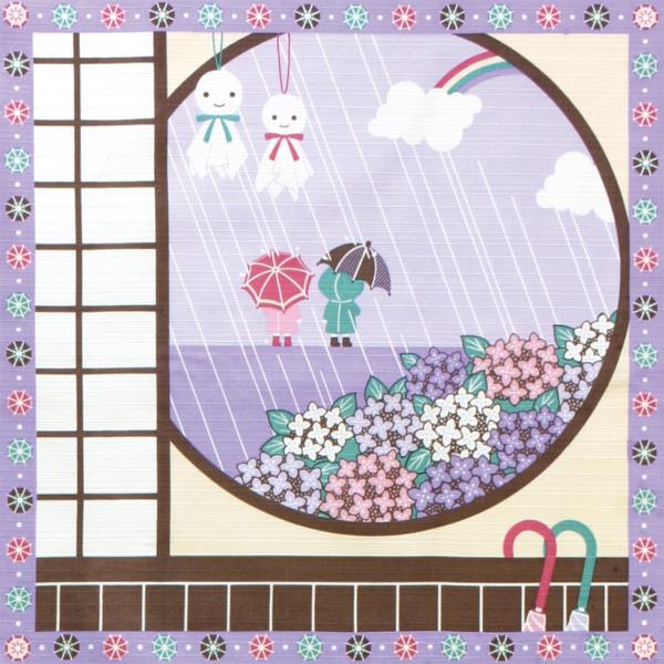 前田染工 四季彩布 小風呂敷 梅雨 サイズ：約50cm×50cm 120402