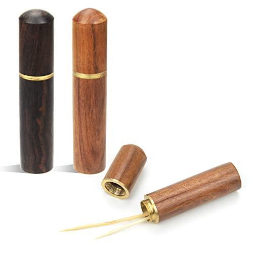 Fantasyon 2パック つまようじホルダー 木製 爪楊枝ケース 爪楊枝入れ 携帯用 爪楊枝ボッ...