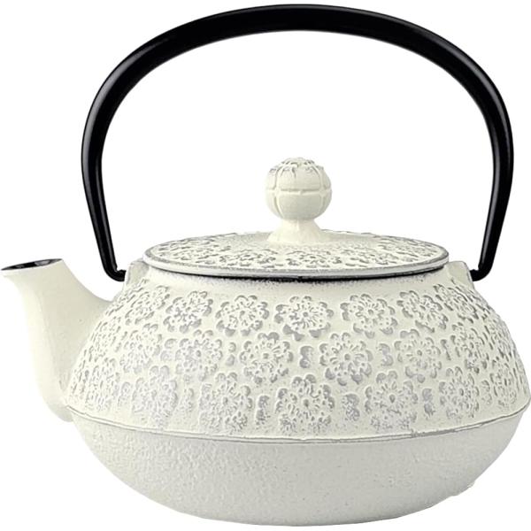 岩鋳 Iwachu 急須 5型桜 銀/麻色 0.65L 内面ホーロー 南部鉄器 12606