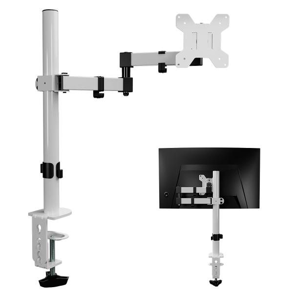 Bracwiser PCモニターアーム 液晶ディスプレイアーム 白色 グロメット&amp;クランプ式 4軸 ...