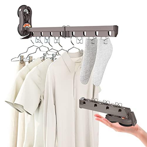 【2023年新登場・超便利・室内物干し】吸盤式ウォールハンガー 洗濯物干し 室内 折りたたみ式 旅行...