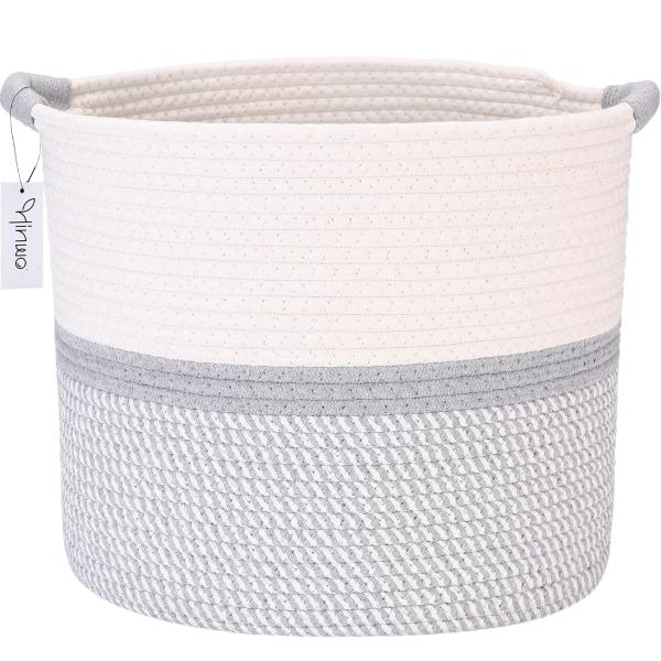 Hinwo 収納バスケット コットンロープバスケット 洗濯かご ランドリーカゴ ランドリーバスケット...