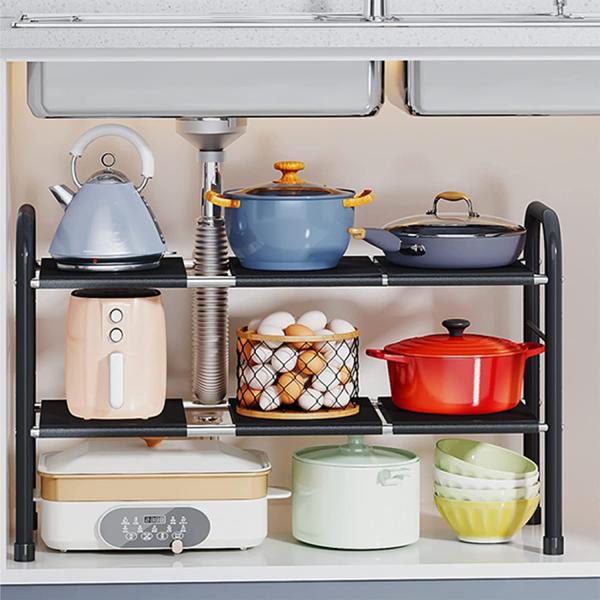 シンク下フリーラック キッチン シンク下 収納ラック ワイド 伸縮タイプ シンク下伸縮棚 キッチン収...