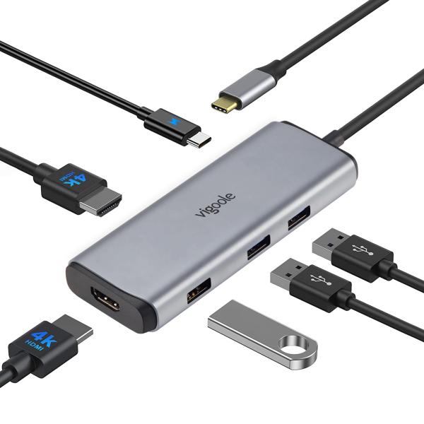 Vigoole USB C ハブ デュアルモニター 6 IN 1 Type C ハブ マルチポートア...