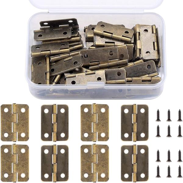 平蝶番 ヒンジ 丁番 ミニ蝶番 木箱用 4穴 50個入り ネジ付 収納ボックス付き 用金物 手芸 手...