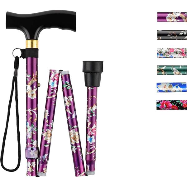 杖 女性用 つえ 折りたたみ杖 軽量 折り畳み杖 介護 杖 ステッキ おしゃれ 花柄 5段階調節 伸...