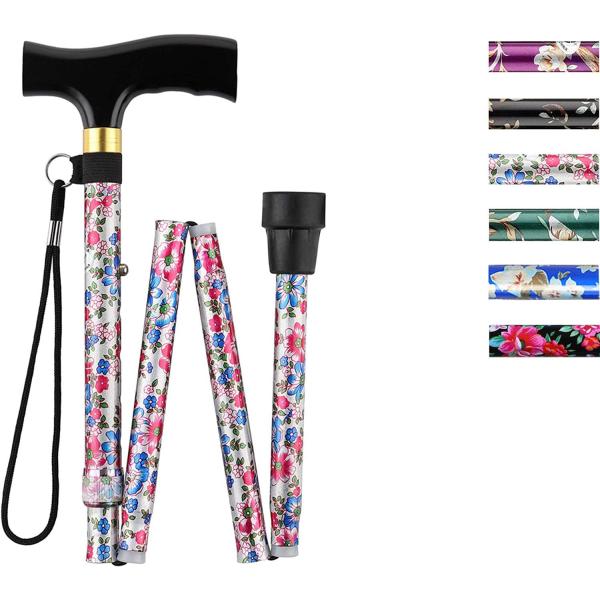 杖 女性用 つえ 折りたたみ杖 軽量 折り畳み杖 介護 杖 ステッキ おしゃれ 花柄 5段階調節 伸...