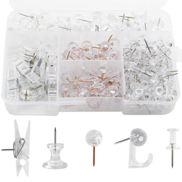 画鋲 押しピン 画鋲 画びょうフック 石膏ボード フック 装飾品釘 額縁 時計 壁掛け 透明 錆びな...
