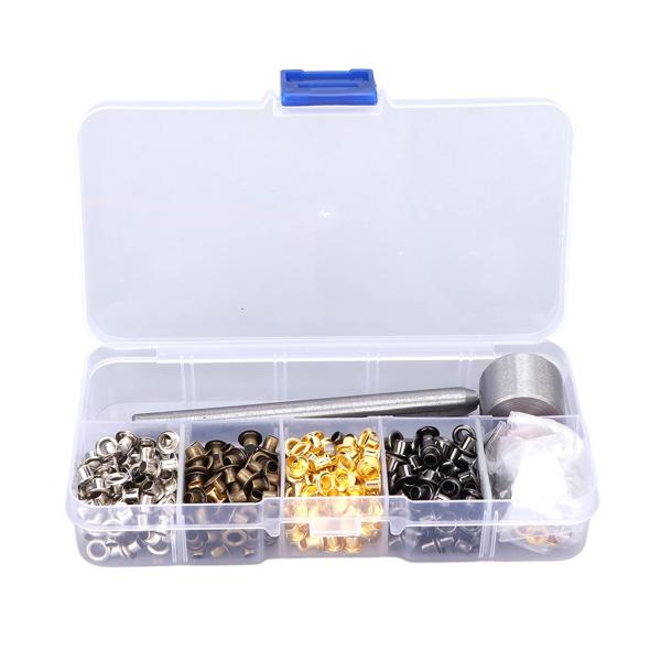 ハトメ 3mm 400個 メッキ 銅 金属 ハトメ キット 収納ボックス付き 衣類修正用