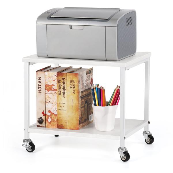 プリンターラック 机上収納 机上ラック プリンター台 2段 机下ラック 机上ラック キャスター付き ...