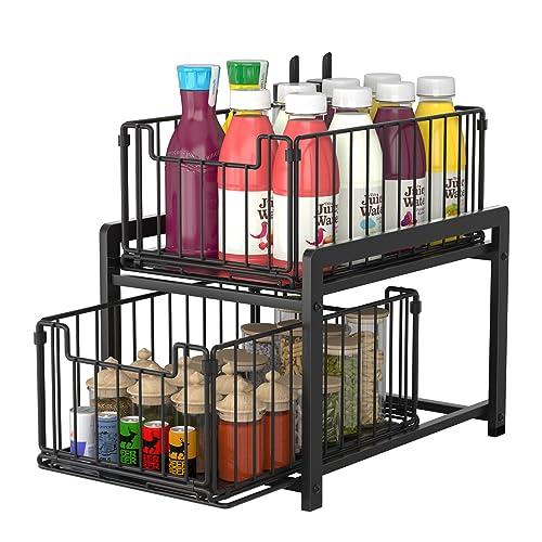 TKUIN シンク下収納 キッチン収納 2段 スライド式 ラック 幅26 引き出し 調味料収納ラック...