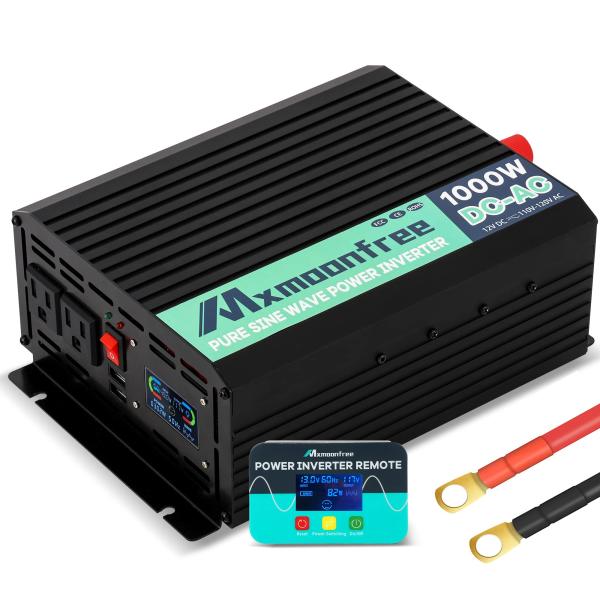 Mxmoonfree インバーター 1000W 12V 正弦波 カーインバーター LCDリモコン付き...