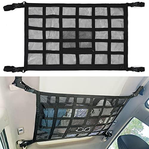 YFFSFDC 車 ヘッドスペースネット 車用天井ネット 天井ルーフネット ジッパー付きラゲッジネッ...