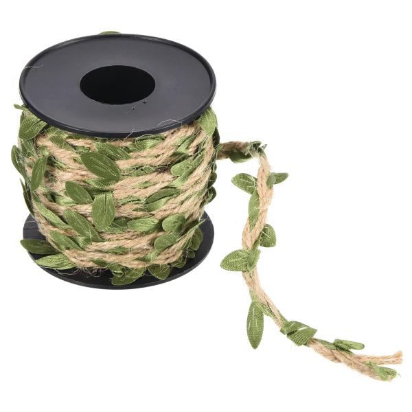 PATIKIL 10 M 5 mm 黄麻布リーフリボン 編み込み装飾 つる 天然ジュートロープ麻ひも...