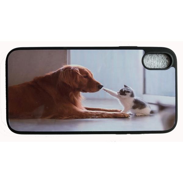 i PhoneX/XS用 オリジナルケース 強化ガラス＆タッチペン付き 犬と猫 760-3-03