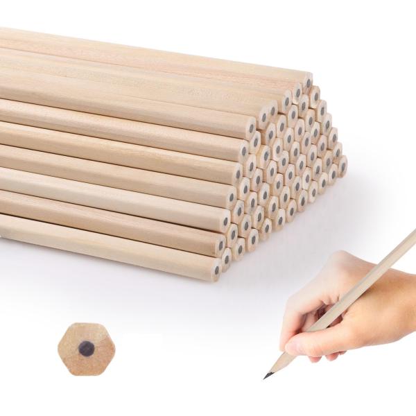 GeeRic 60本入 鉛筆 天然原木鉛筆 2B 六角軸 えんぴつ ロゴなし かきかた鉛筆 優しい削...