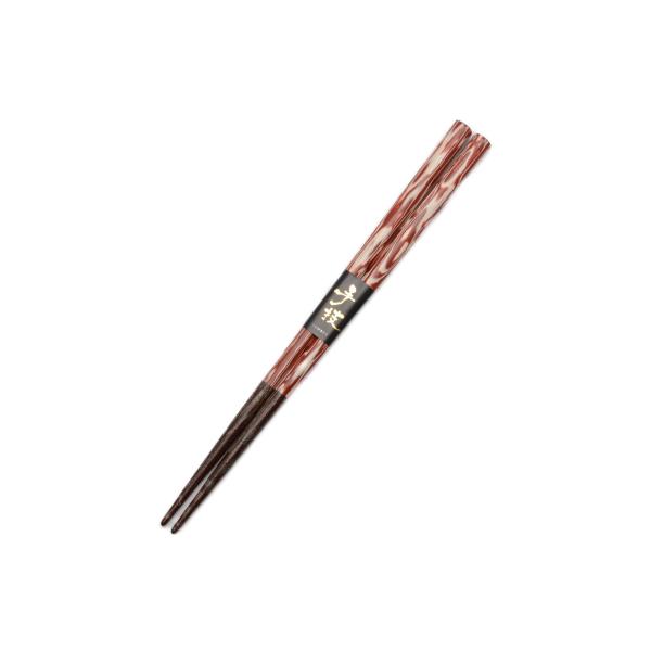 アオバ 箸 手技 食洗 水月 堆朱 21cm レッド