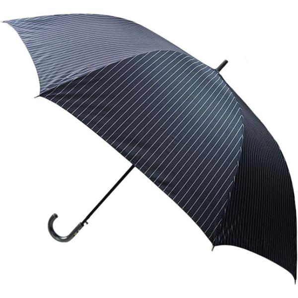 ベーシックスタンダード 長傘 メンズ 大きい 大判 紳士傘 おしゃれ ストライプ 70cm ワンタッ...
