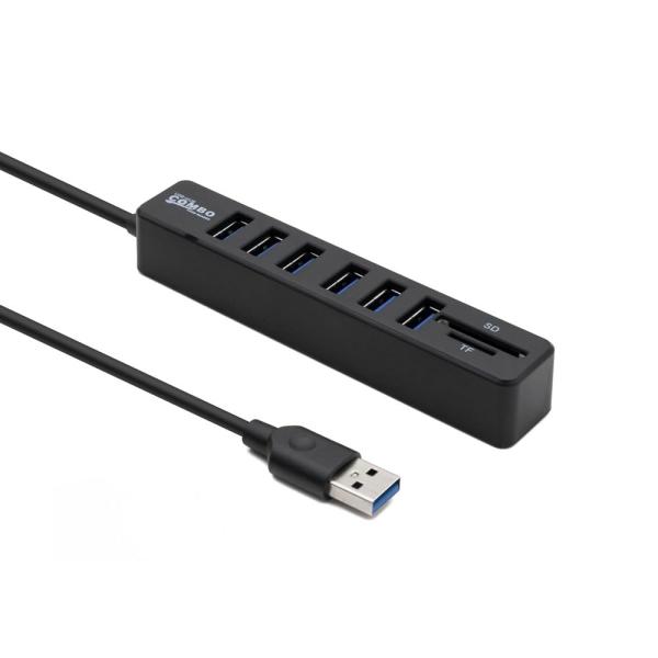 電材倉庫 USBハブ6ポート＋SD/MicroSDカードリーダー 2in1 USB2.0 USB2....